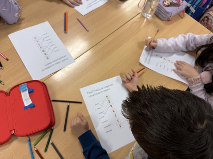 Djeca spajanje sličica i riječi