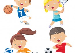 Vector cartoon kids sports characters